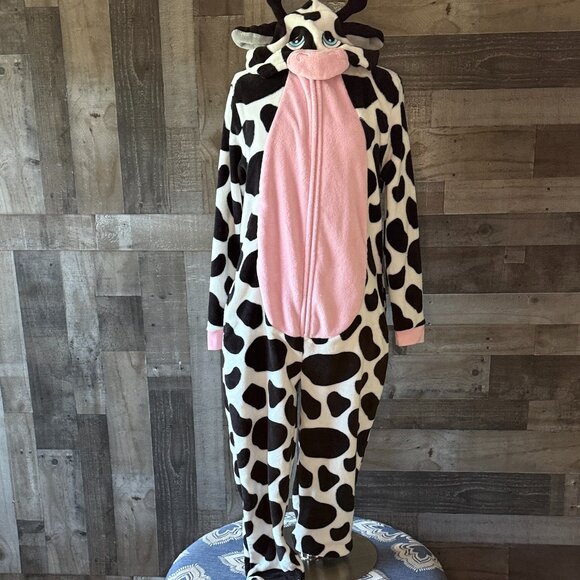 Spirit Halloween cow onesie costume adult large fleece loungewear trick or treat - Picture 5 of 10